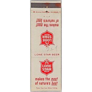 Front Strike Matchbook Lone Star Beer Texas TX Makes the Most of Nature's Best